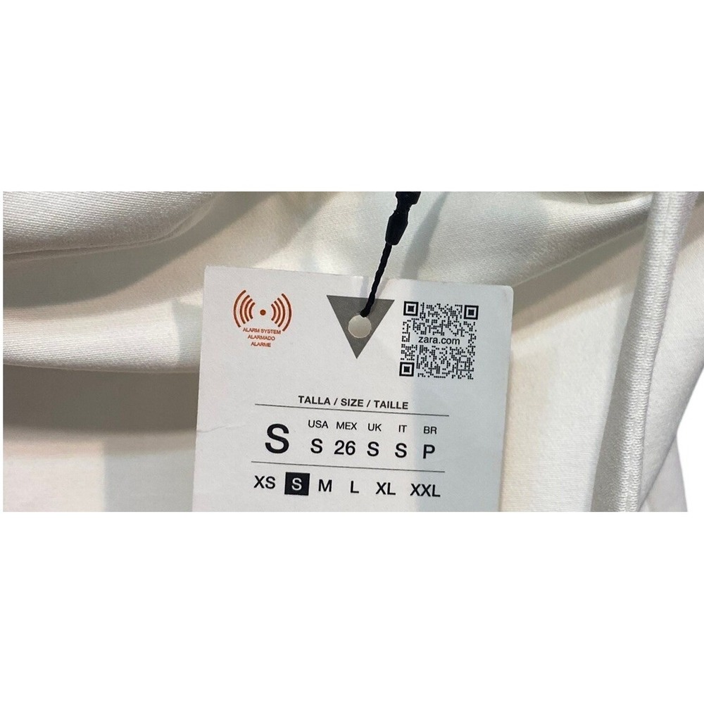 Zara White small bow Shoulder Square Neck Mini Dress Bodycon graduation preppy - Picture 3 of 3